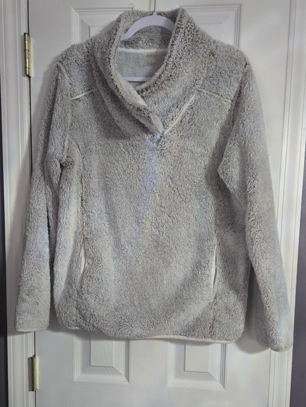 St. John's Bay Women's Plush Cowl Neck Pullover - Light Gray